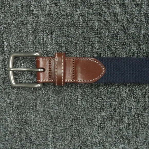 Peter Millar Belt Mens 36 Blue Brown Leather Needlepoint Blue Footed Booby - Picture 2 of 9